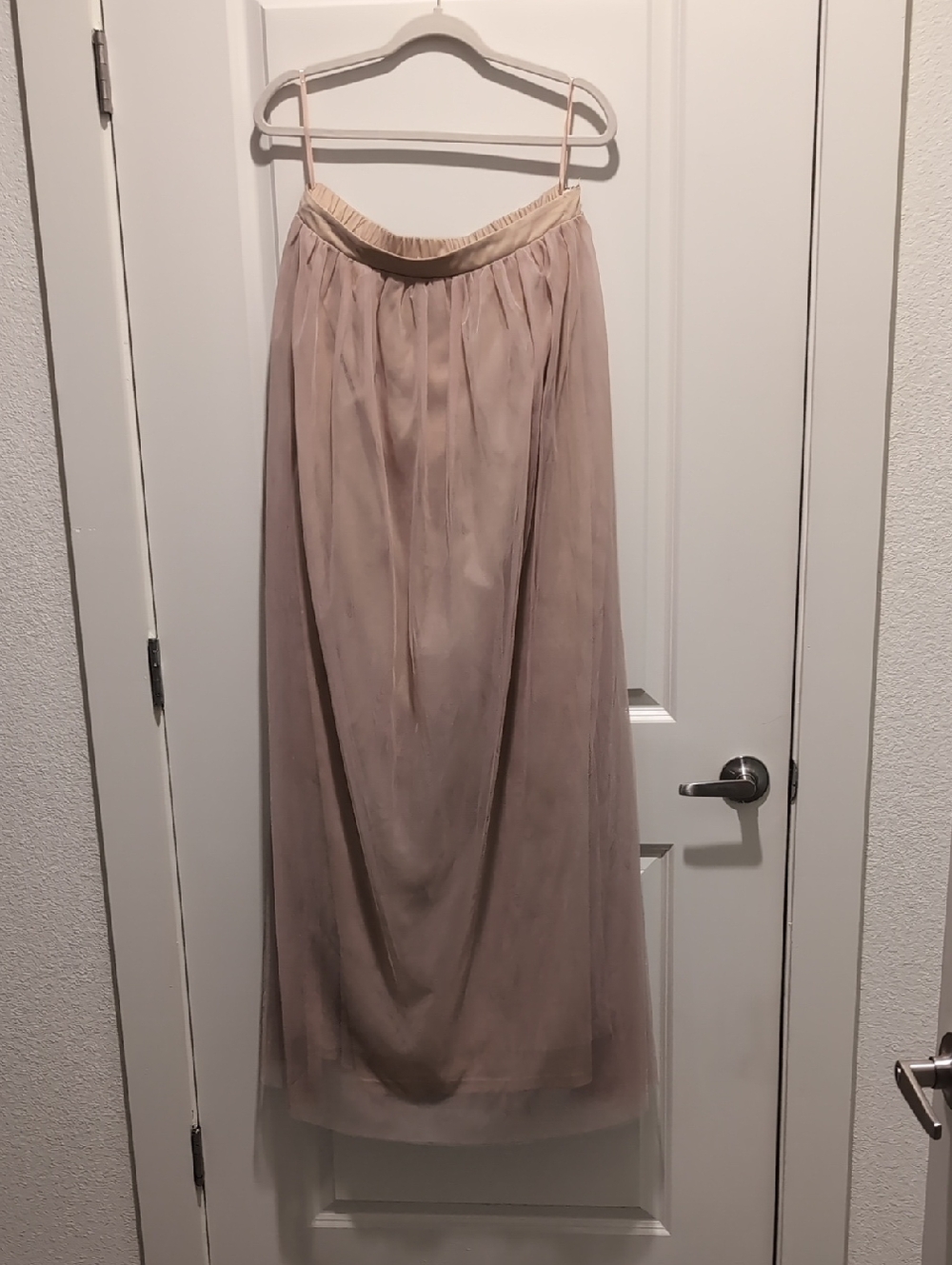 Soft Blush Maxi Skirt with Elastic Waistband